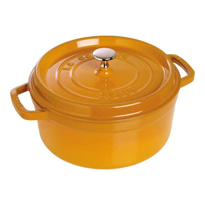 Cast Iron, 7 qt, Round, Dutch Oven, Saffron, large 1