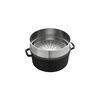 26 cm round Cast iron Cocotte with steamer black,,large