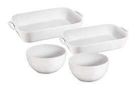 Staub Ceramic, 4-pc, Baking and Bowl Set, white