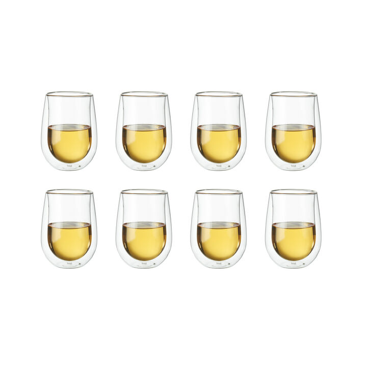 Sorrento Double Wall Glassware, 10-oz / 8-pc  Stemless White Wine Glass Set, large 2