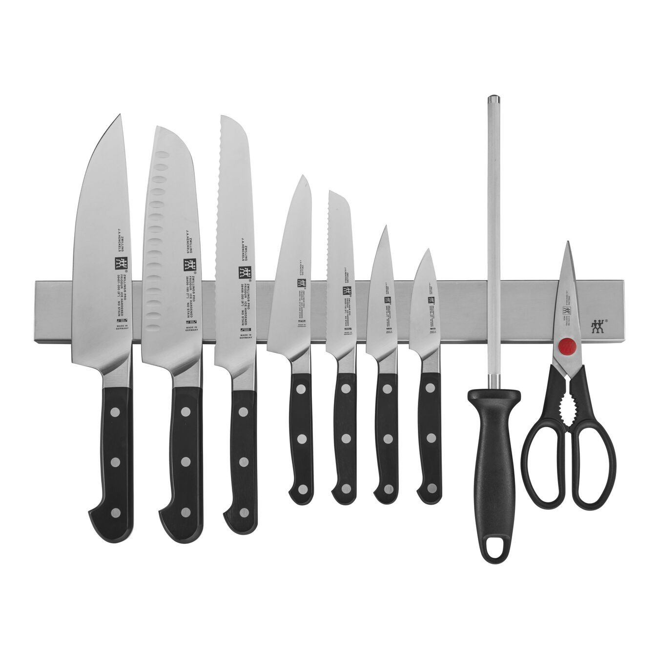 10-pc, Set with 17.5" stainless magnetic knife bar,,large 1