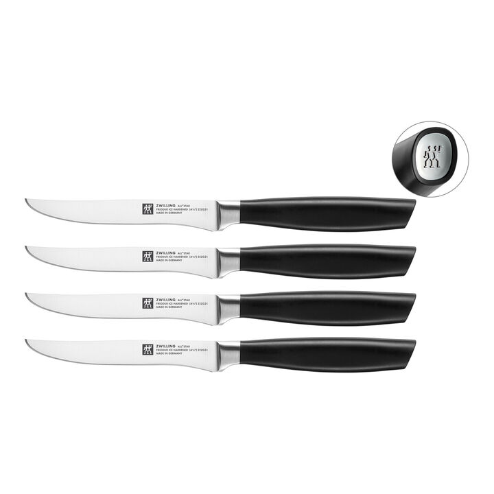 Steak knife set 4 pieces, silver, large 1