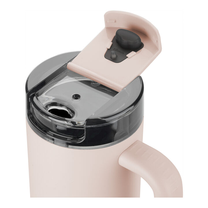 Thermo Plus, Copo térmica com palhinha, 900 ml, Aço inoxidável, Rosa, large 4