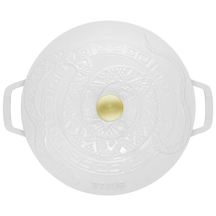 Cast Iron, 5.25 qt, Essential French Oven with Snake Lid, pure-white, large 4