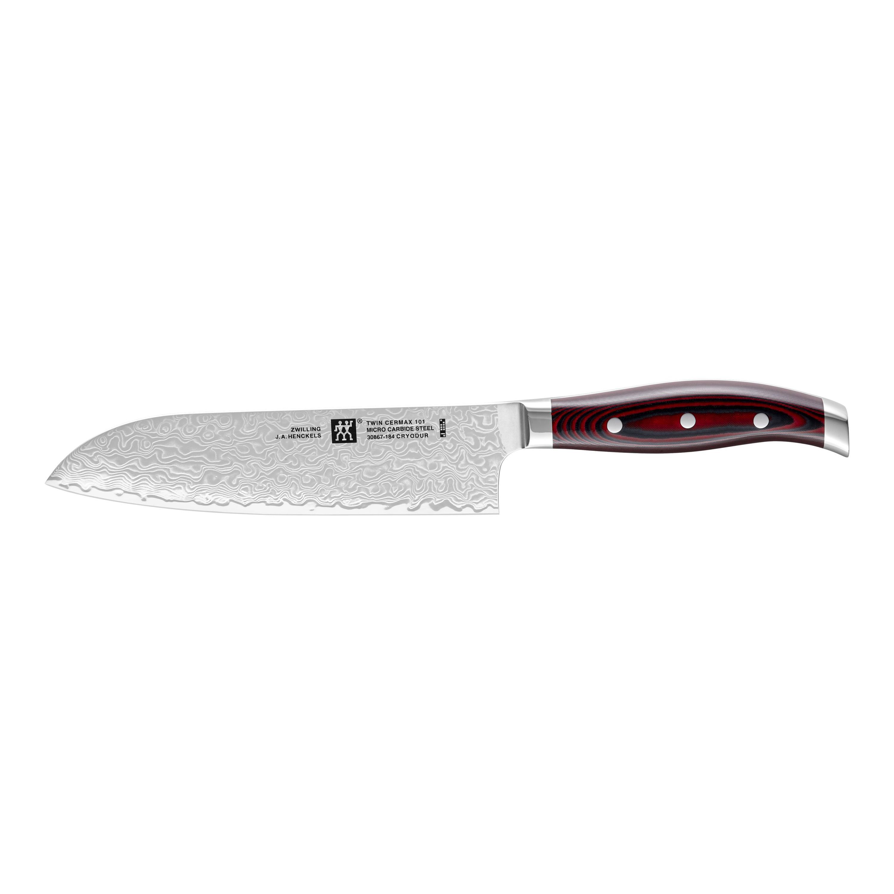 ZWILLING TWIN Cermax Couteau santoku 18 cm, Rouge, Tranchant lisse