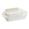 Ceramic - Rectangular Baking Dishes/ Gratins, 2-pc, Rectangular Baking Dish Set, Ivory-white, small 1
