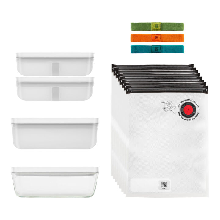 Fresh & Save, Set réfrigérateur sous vide, 17-pcs. /M/L, couleurs mélangées, Verre / Plastique, large 1