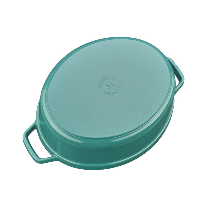 Cast Iron, 5.75 qt, Oval, Coq Au Vin Dutch Oven, Turquoise, large 3