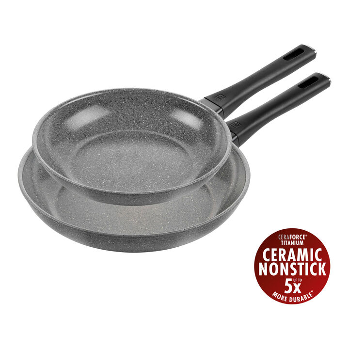 Terreno Plus, Bratpfannenset, 2-tlg. / 24/28 cm, Grau, Aluminium/Antihaftbeschichtung, large 1