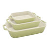 Stoneware, 3-pc, Rectangular Baking Dish Set, light green, small 1