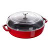 3.7 l cast iron round Saute pan with glass lid, cherry,,large