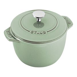 Staub 鋳物ホーロー鍋, ラ・ココット de GOHAN 12 cm, ラウンド, セージグリーン, 鋳鉄