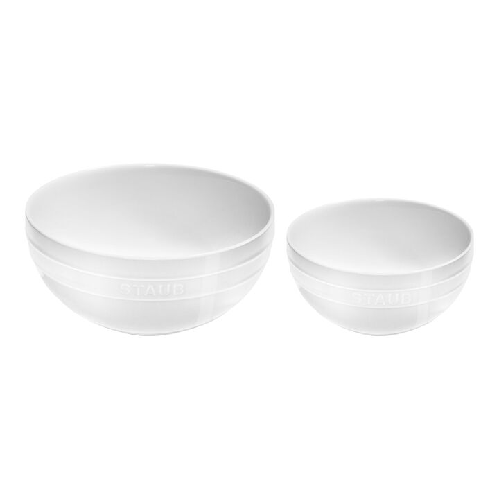 Stoneware, 2-pc, Large Mixing Bowl Set, white, large 1