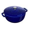 4.8 l cast iron round French oven, lily decal, dark-blue,,large