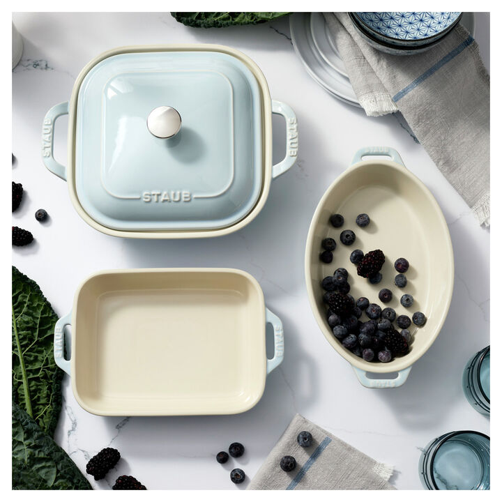 Stoneware, 4-pc, Macaron Mixed Baking Dish Set, light blue, large 2