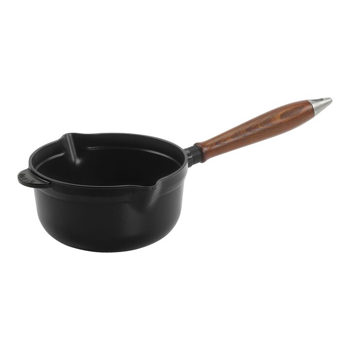 Cast Iron, 2 qt Sauce Pan With Wooden Handle, Cast Iron , large 1