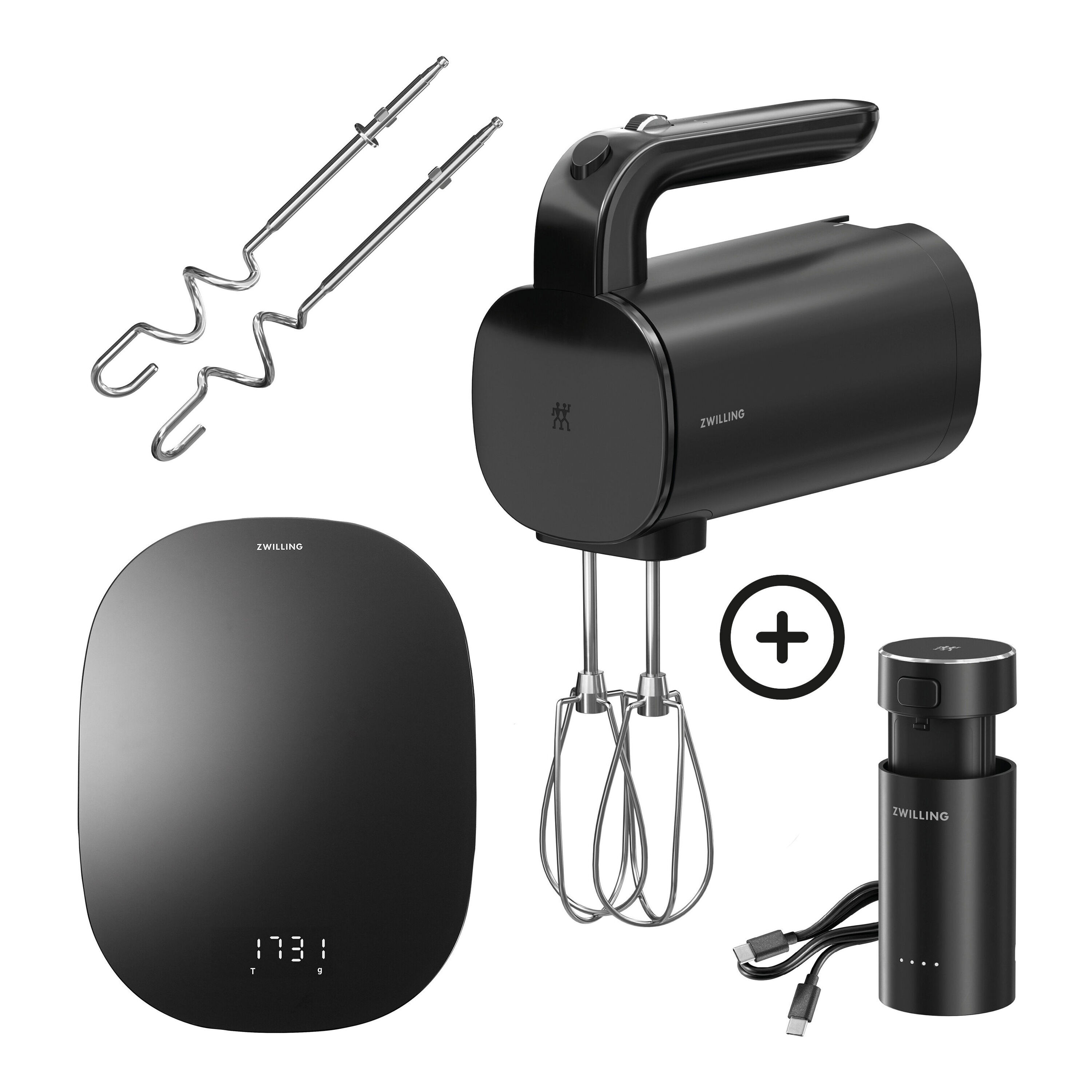 ZWILLING XTEND Kabelloses Handrührgerät mit digitaler Küchenwaage, 4-tlg., Schwarz Image