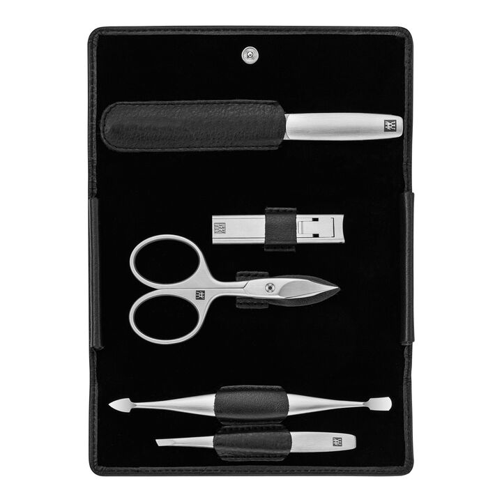 PREMIUM, 6-pc, Nappa Leather Snap Fastener Case, Black Matte, large 1