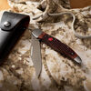 Outdoor, 4-inch, Folding Hunter Pocket Knife With Leather Sheath, Brown Jigged Bone, small 4