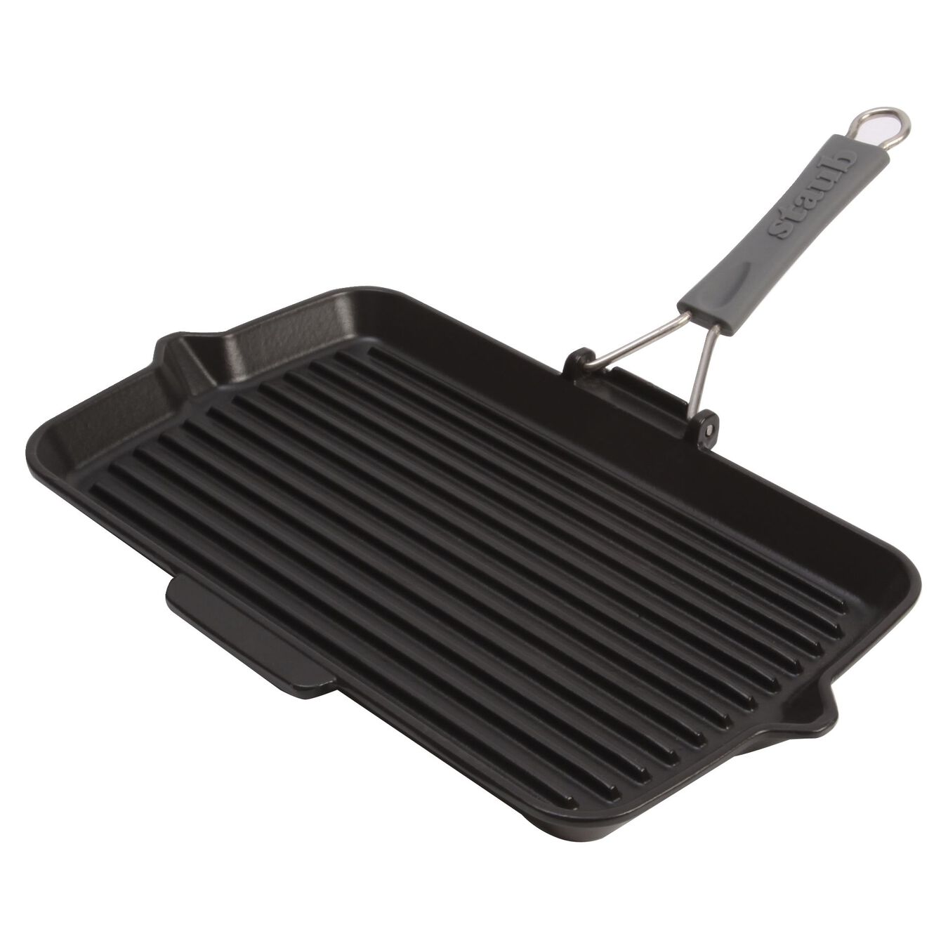 34 cm rectangular Cast iron Grill pan with pouring spout black,,large 1