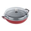 3.5 l cast iron round Saute pan with glass lid, cherry - Visual Imperfections,,large