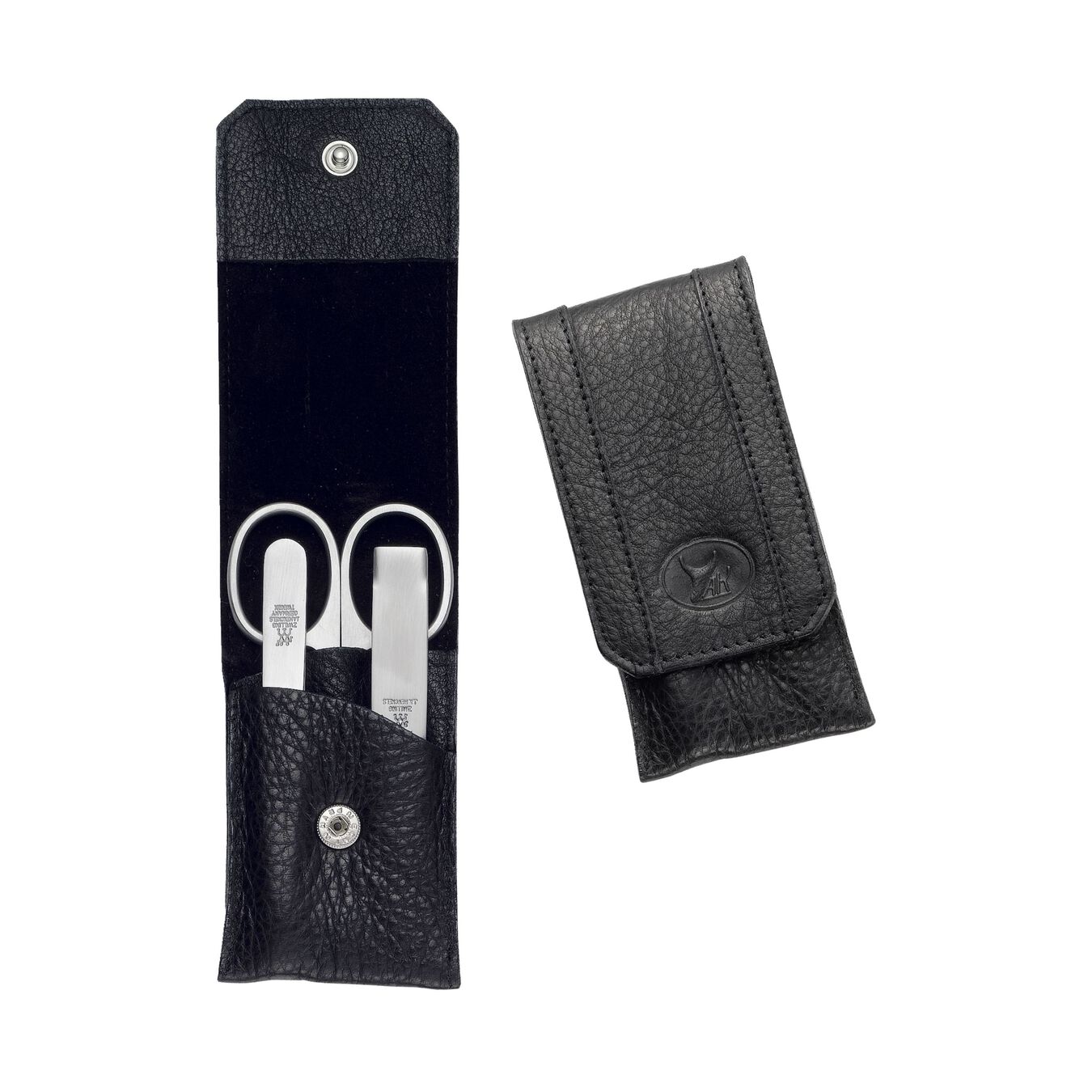 3-pcs Calf leather Pocket case black,,large 1
