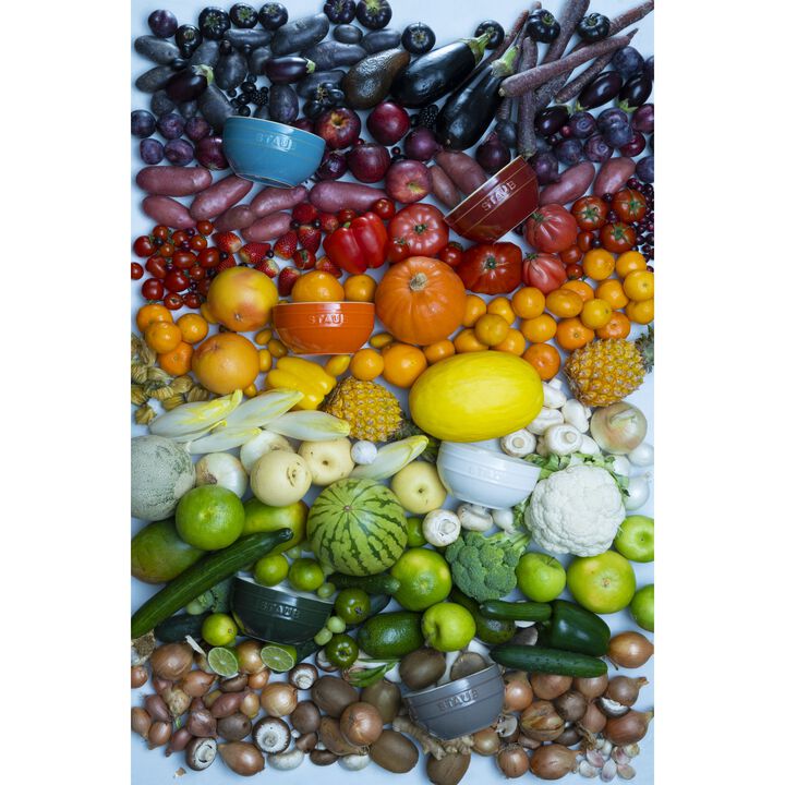 Ceramique, 14 cm / 6 Piece ceramic large rainbow multi-colour large bowl set, mixed Colours, large 3