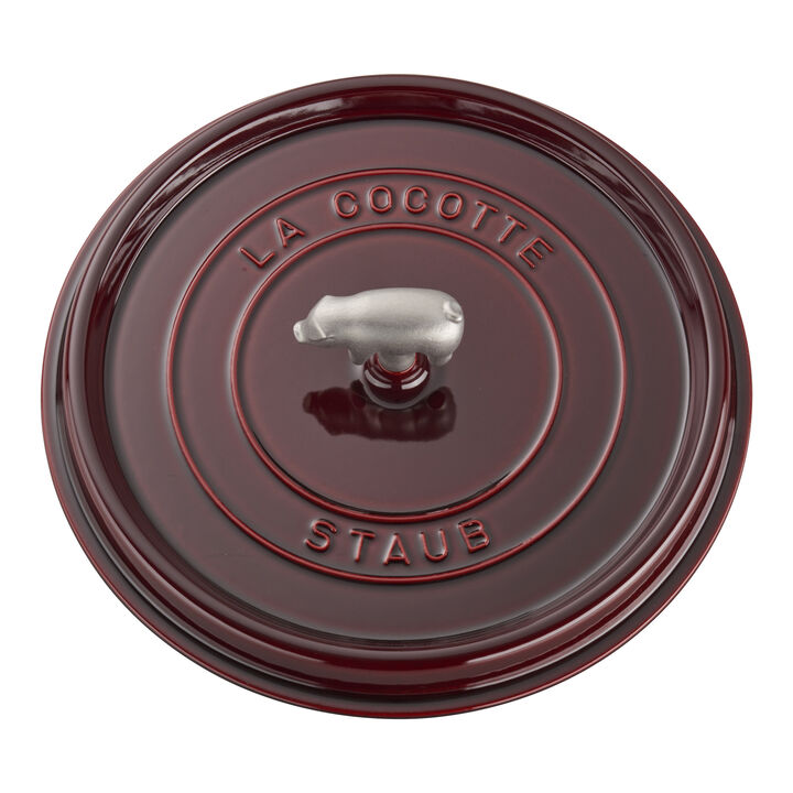 Cast Iron, 6 qt, Pig, Cochon Shallow Wide Round Dutch Oven, Grenadine, large 4