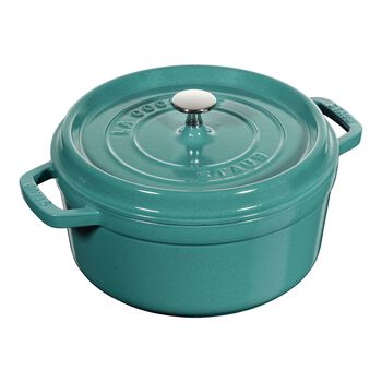 4 qt, round, Cocotte, turquoise - Visual Imperfections,,large 1