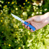 Outdoor, 3-inch, Flipper Folding Pocket Knife, Blue Micarta, small 4