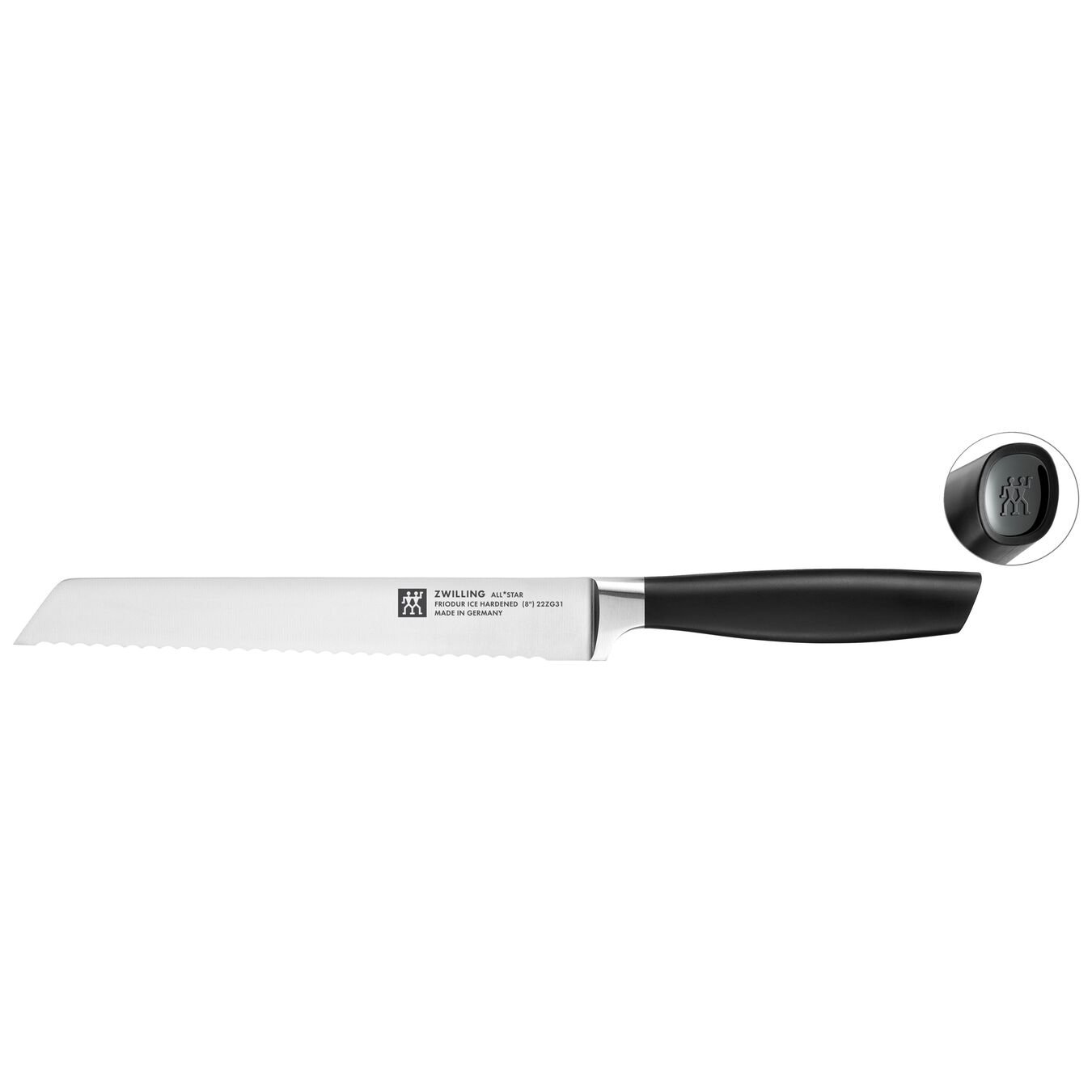 Couteau à pain 20 cm, Noir,,large 1