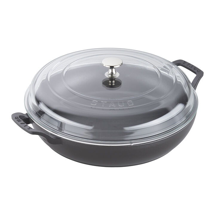 Cast Iron, 3.5 qt, Braiser With Glass Lid, Black Matte, large 1