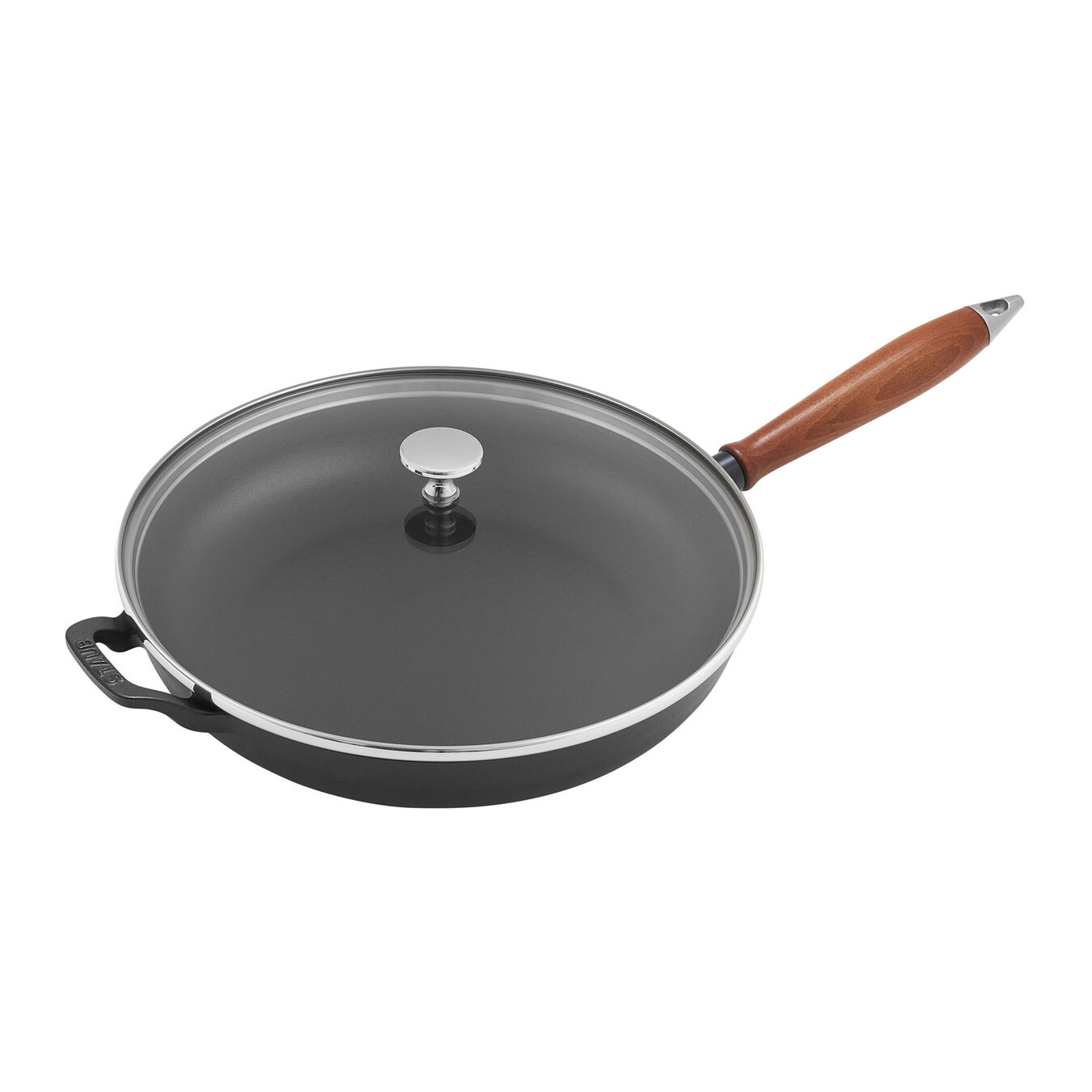 2-pc, cast iron, Frying pan set with glass lid,,large 1
