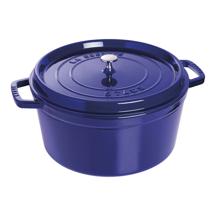 Cast Iron, 8.75 qt, Round, Dutch Oven, Dark Blue, large 1