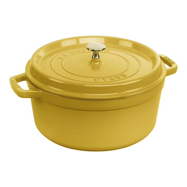 La Cocotte, 5.25 l cast iron round Cocotte, citron, large 1