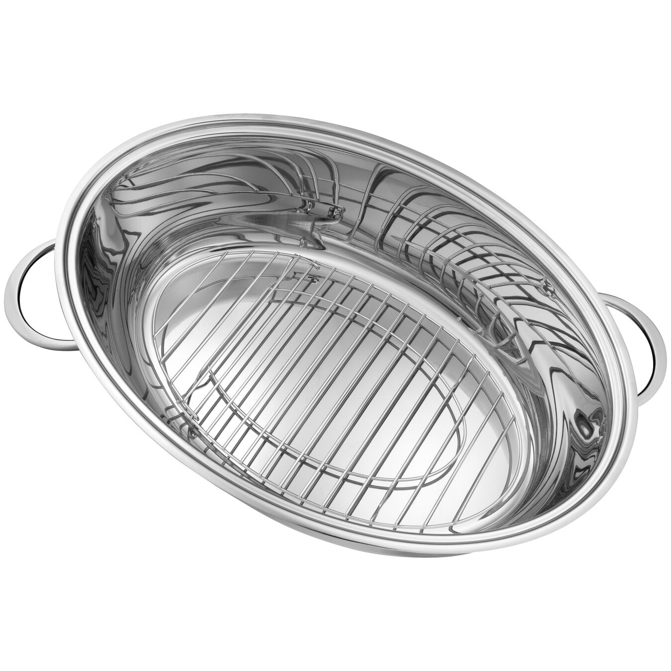 38 cm 18/10 Stainless Steel oval Roaster, silver,,large 6