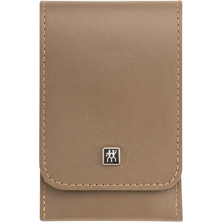 PREMIUM, 5-pc, Leather Snap Fastener Case, Taupe, large 2