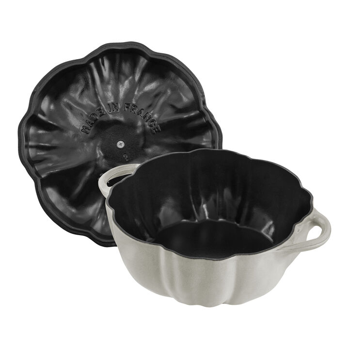 Cast Iron, 3.5 qt, Pumpkin, Dutch Oven With Stainless Steel Knob, White Truffle, large 2