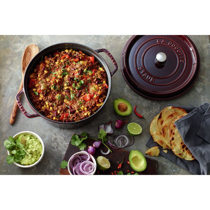 Cast Iron, 13.25 qt, Round, Dutch Oven, Grenadine, large 2
