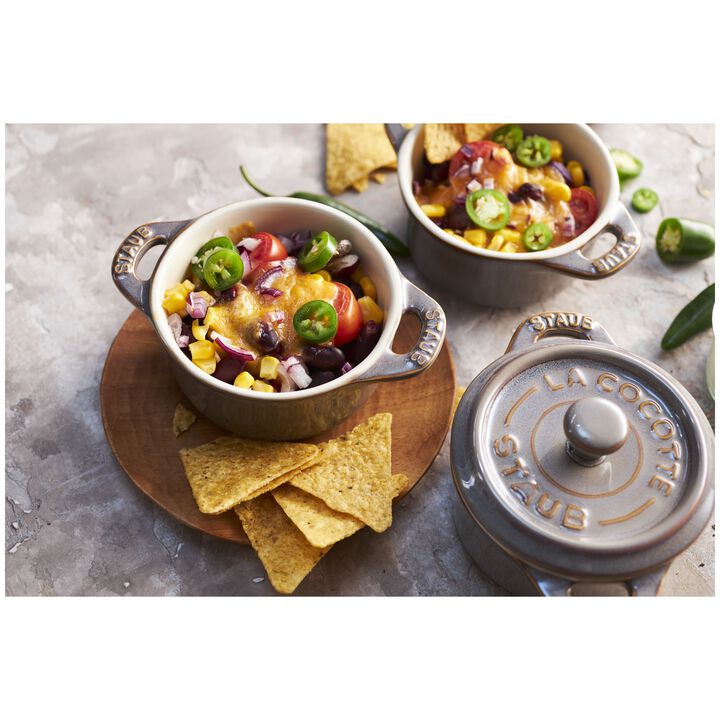 Ceramique, Cocotte Set 4-tlg, rund, Antik-Grau, Keramik, large 4