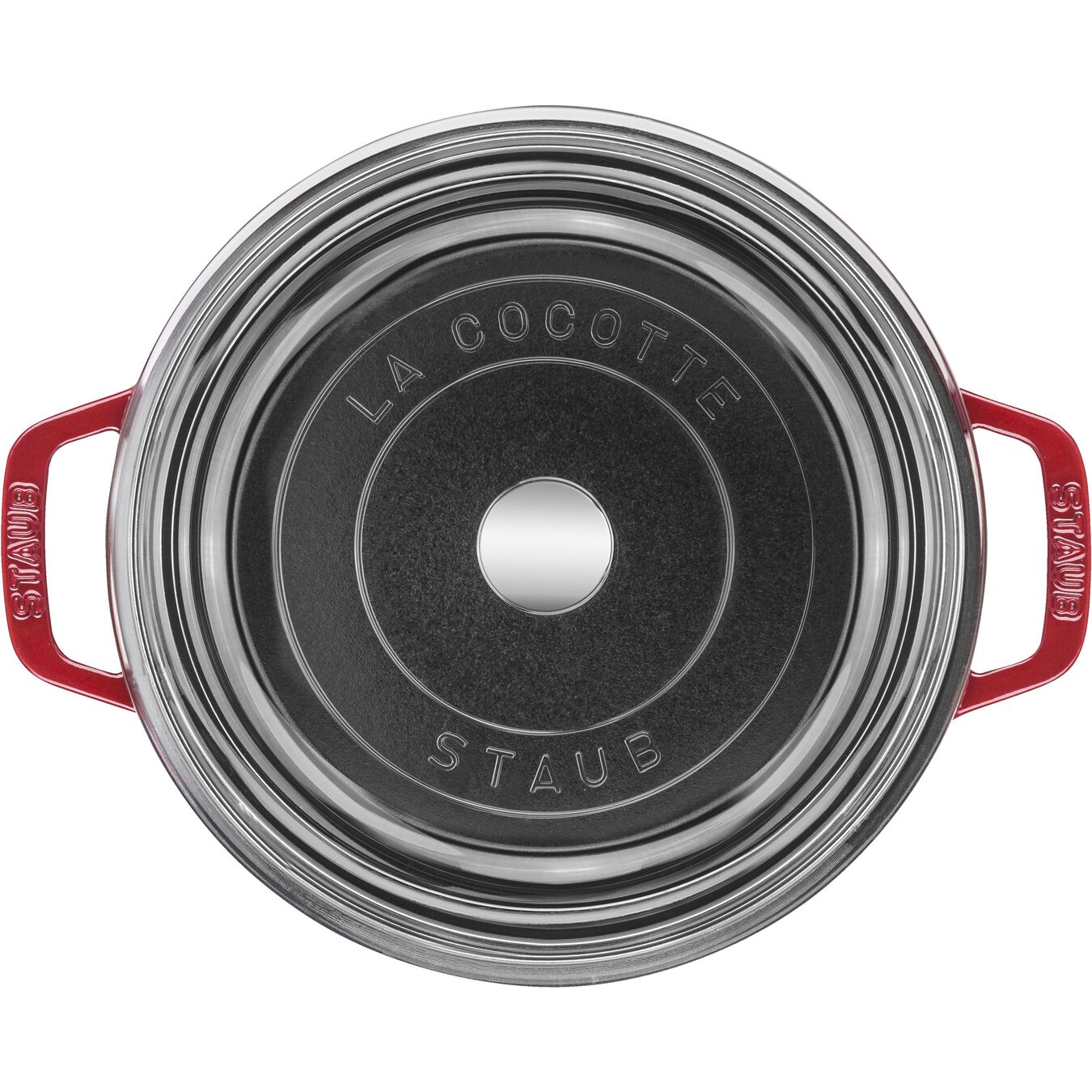 3.8 l cast iron round Cocotte with glass lid, cherry,,large 2