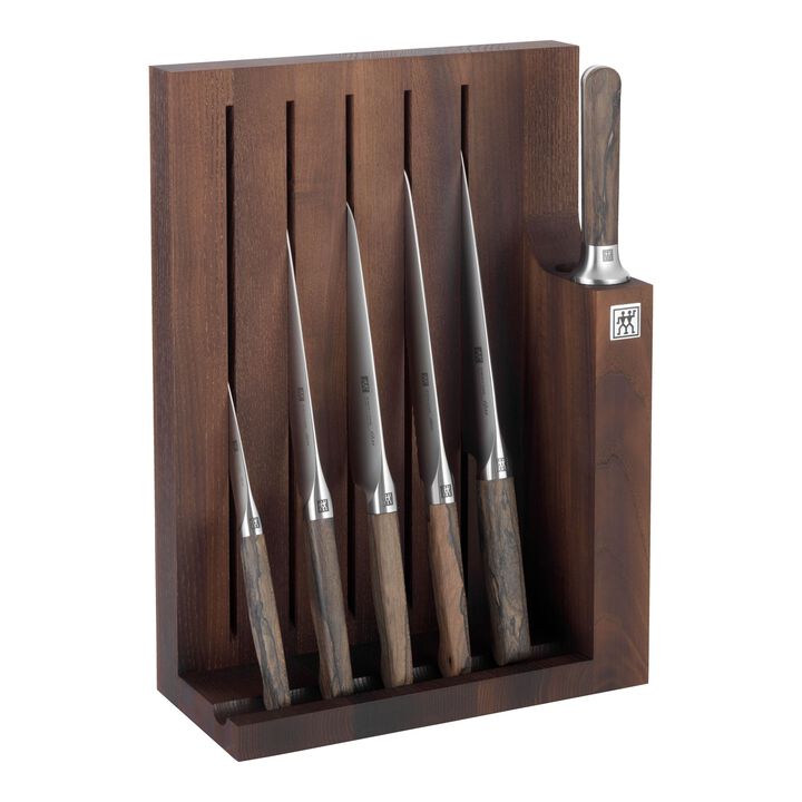 1731, 7-pc, Knife block set, brown, large 1