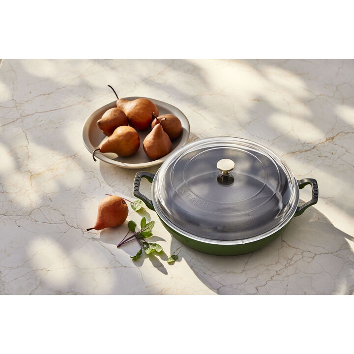 Cast Iron, 3.5 qt, Saute Pan With Glass Lid, Pistachio, large 3