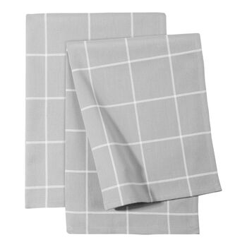 2-pcs Kitchen towel set checkered grey,,large 1