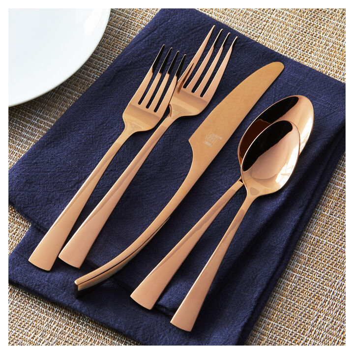 Bellasera (rose gold), 20-pc Rose Gold Flatware Set, 18/10 Stainless Steel, Rose, large 3