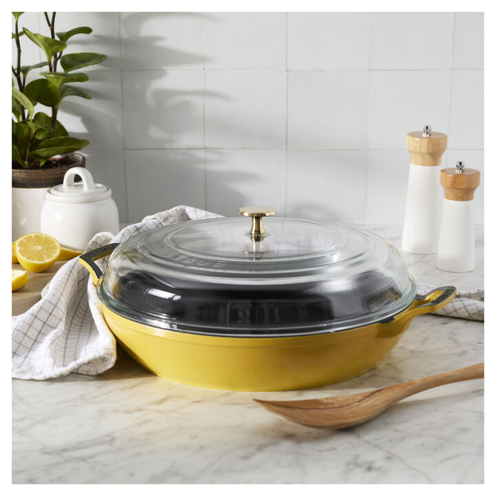 Cast Iron, 3.5 qt, Braiser With Glass Lid, Citron, large 2