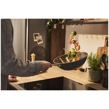 Wok Tava | 30 cm | Al&uuml;minyum | titanyum takviyeli seramik yapışmaz kaplama,,large 6