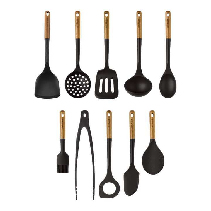 10 Piece silicone Kitchen gadgets sets, black, large 1