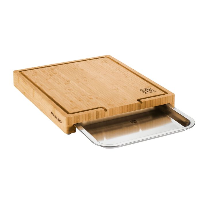 BBQ+, 15.5-inch x 12-inch Cutting Board With Tray, Bamboo , large 1