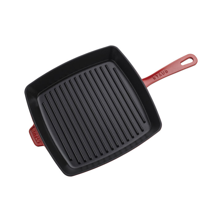 Grill Pans, 30 cm cast iron square American grill, cherry - Visual Imperfections, large 3
